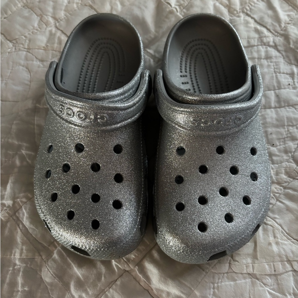 CROCS Glittery Silver Sandals